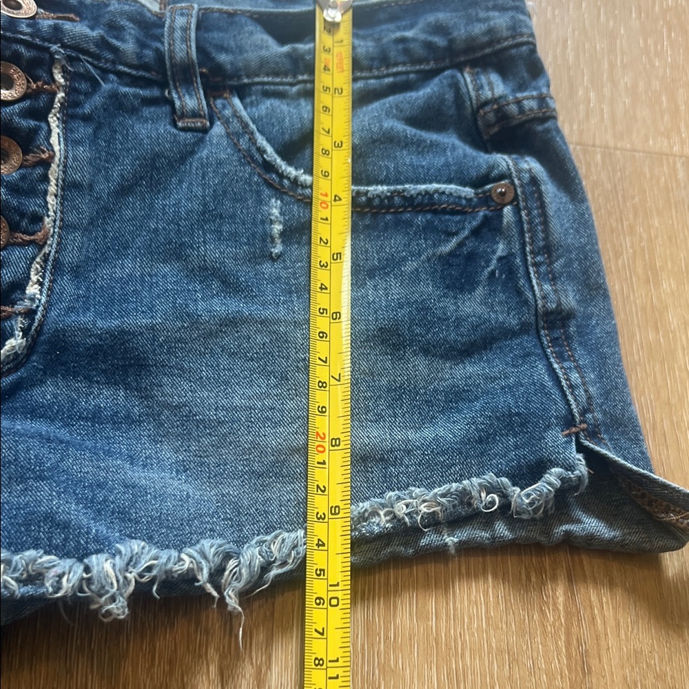 FP Movement by Free People Distressed Dark Blue Denim Button-Fly Jean Shorts - Picture 2 of 7